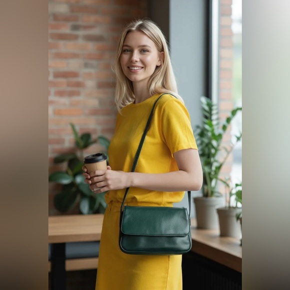 Vintage Tignanello Dark Green Crossbody Bag - Picture 1 of 11